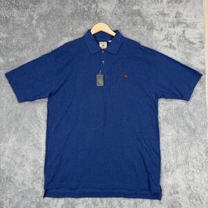 Perlis Polo Shirt Mens 2XL Blue 100% Cotton Short Sleeve Crawfish Casual